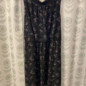 Floral Black Sleeveless Dress XL